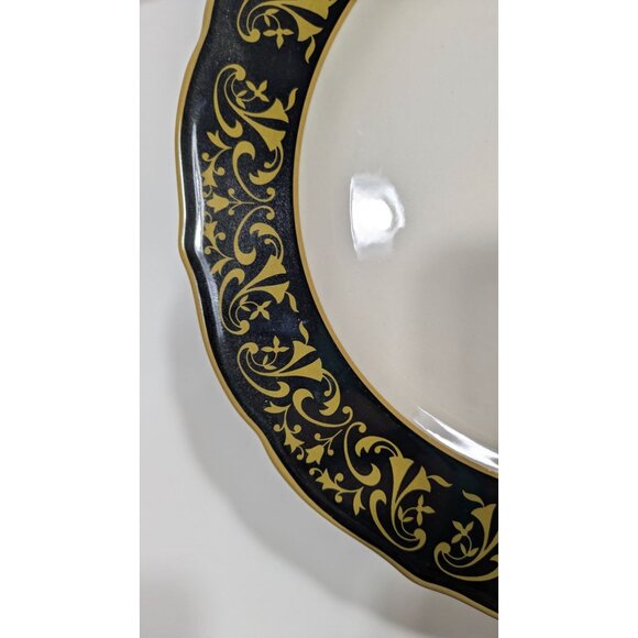 Syracuse China Black Yellow Beige Floral Dinner Plate Vintage - Picture 5 of 9